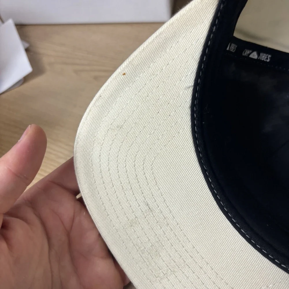 Poler Hat Cap Snap Back White Camp Vibes Embroidered Canvas Mens Faded Stains